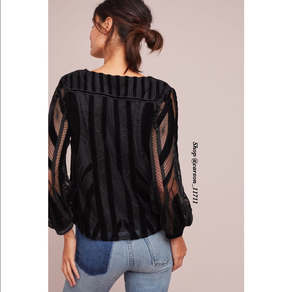 🦄RARE NWT Anthropologie Velvet Patterned Top - Picture 2 of 11